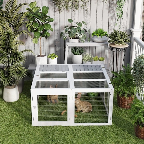 Rootz Rabbit Hutch - Pieneläinkotelo - Kaninhäkki - Säänkestävä suoja - 120cm x 120cm x 60cm