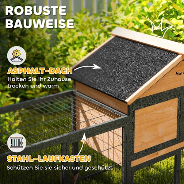 Rootz 2 Level Rabbit Stable - Double -Deck House - Udendørs kæledyrskabning - Vejrbestandigt, let rent - 217 cm x 53 cm x 86 cm