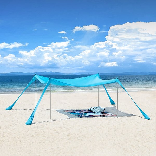 Rootz Beach Shade Sail - Sun Shelter - Sunshade - UPF30+ - 400cm x 400cm x 200cm - Letvægts aluminiumsramme