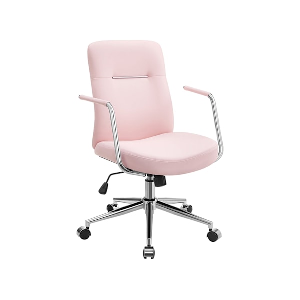 Rootz Pastellrosa kontorsstol - Stålram - Skumsäte - PU-överdrag - Justerbar höjd - 60cm x 60cm x (93-103cm)
