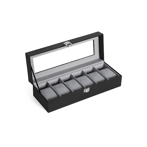 Rootz Watch Box - Kellon järjestely - Kellon säilytys - Velvet vuori - Lasikansi - Täydellinen lahjaidea - 30 cm x 11,2 cm x 8 cm