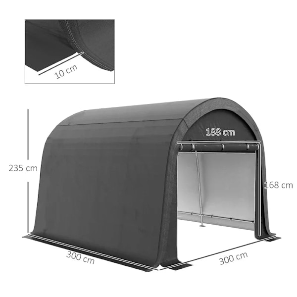 Rootz Trädgårdstält - Robust stålstomme - Lock Spännsystem - Partytält - Stora dörrar - Galvaniserat stål-PE - Grå - 300W x 300D x 235H cm