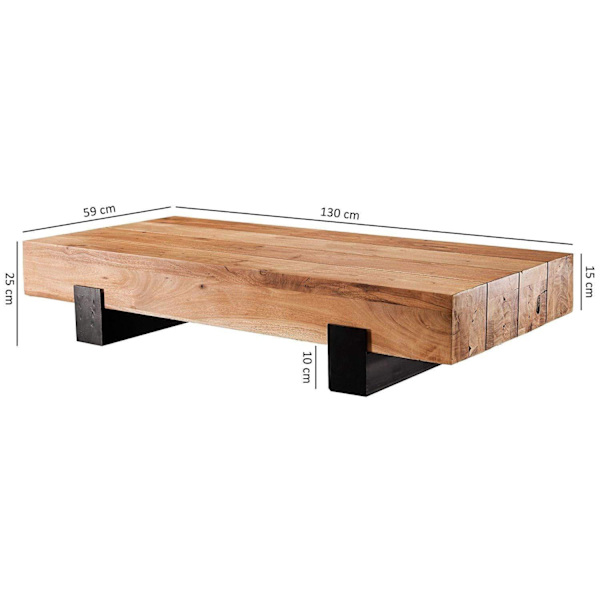 Rootz Soffbord Trä - Vardagsrumsbord - Soffbord Brun - Metallstomme - 130 x 25 x 59 cm