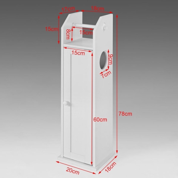 Rootz White Badeværelsesskab - Toiletpapirholder - Opbevaringsorganisator - Pladsbesparende design - Luftcirkulationsfunktion - Ca. B20 x D18 x H78 cm