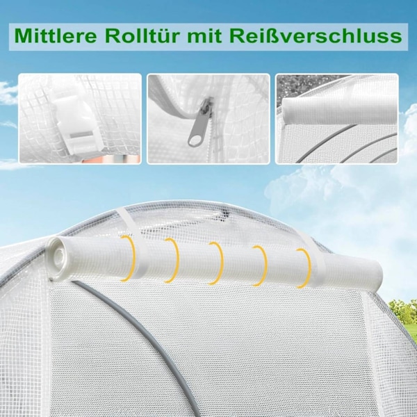 Rootz Premium Large Walk-In drivhus - Havedrivhus - Planteskjul - Vejrbestandigt PE Mesh - Rummeligt 6m² interiør - Robust 19 mm stålramme - 300 cm x