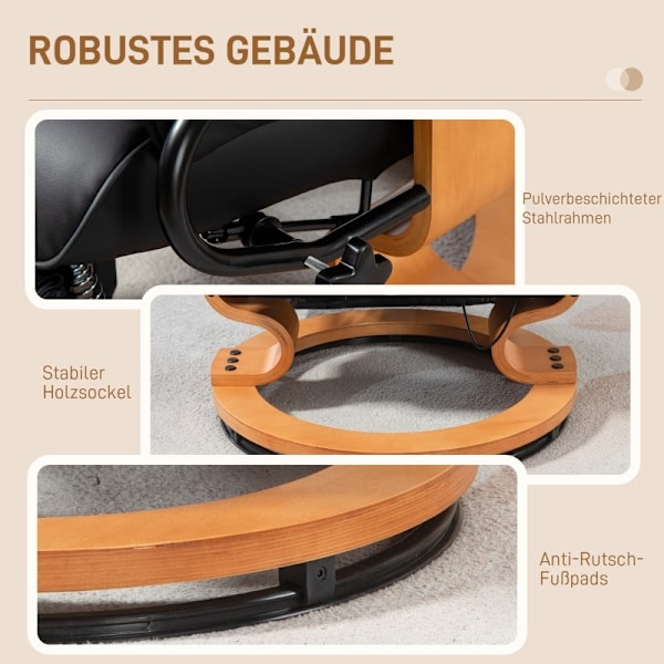 Rootz Fåtölj - TV-fåtölj - Fåtölj - Kompakt storlek - 135° recline - 360° roterande bas - konstläder - 78cm x 88cm x 103cm