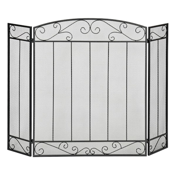 Rootz Western Fireplace Guard - Brandskärm - Brandskydd - Robust stålram - Elegant rankmönster - 105 cm x 1,6 cm x 80,5 cm