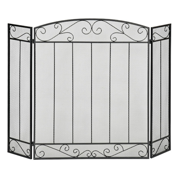 Rootz Western Fireplace Guard - Palosuoja - Fire Shield - Tukeva teräsrunko - Tyylikäs lonkkakuvio - 105 cm x 1,6 cm x 80,5 cm
