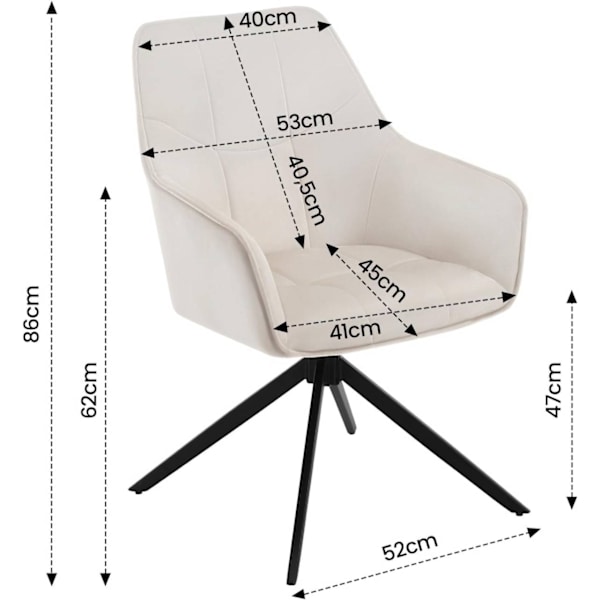 Rootz Swivel Dining Chairs Set - Moderna stolar - Vadderad sammet - Ergonomisk design - 58cm x 86cm x 63,5cm