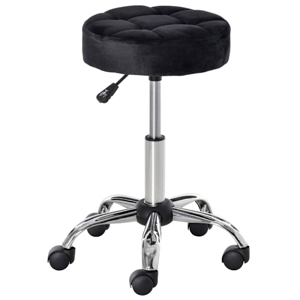 Rootz Salon Pall - Vridbar pall - Sammetsöverdrag - 360 graders hjul - Justerbar i höjdled - 35cm x 49-61cm - Elegant design
