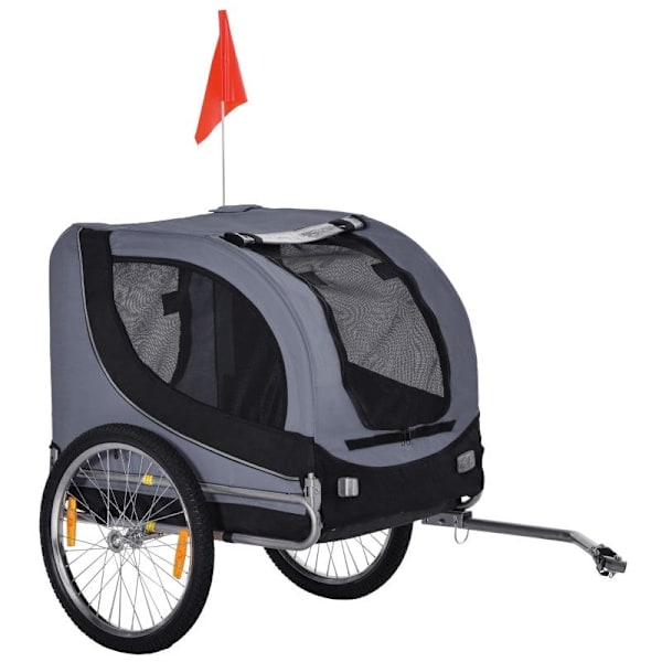 Rootz Cykelsläp för husdjur - Cykelsläp - Hundsläp - Fällbar - Universaldrag - Släp - Stål/Polyester - Grå/Svart - 130 X 73 X 90cm