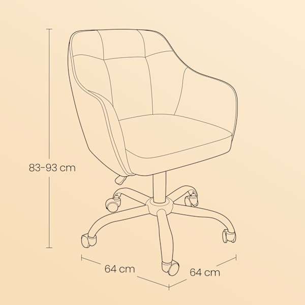 Rootz -kontorstol - Drejestol - skrivebordsstol - Ergonomisk komfort - 64 cm x 64 cm x (83-93) cm