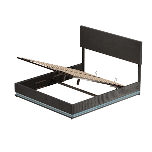 Rootz Kaksivuodekehys - säilytysvuode - Velvet -sänky - LED -valaistus - USB -lataus - 211 cm x 153 cm x 113cm
