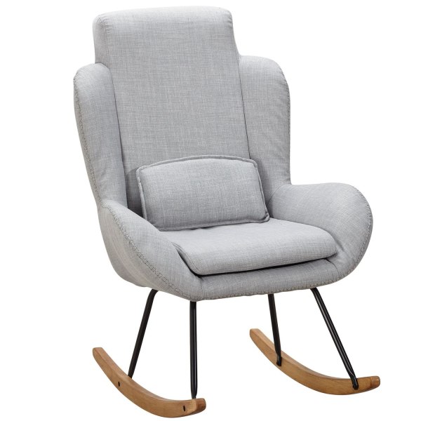 Rootz RocChair Grå Design Relaxstol 75 x 110 x 88,5 cm - Fåtöljtyg - trä - Svängfåtölj med ram - Klädd Relaxstol RocChair - Modern rocchair - Hochlehn