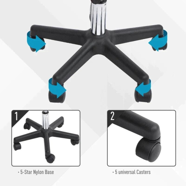 Rootz Rolling Stool - Work Stool - Cosmetic Stool - Swivel Stool - Salon Stool - Black