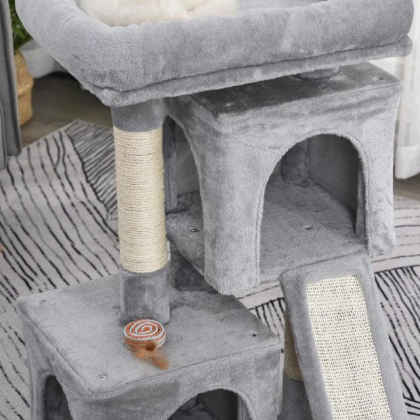 Rootz Cat Tree - Katteklatretræ - Sisalstolper - Kattekradsestolpe - Lysegrå - 59 x 39 x 83 cm