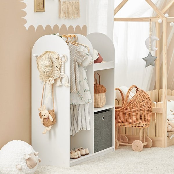 Rootz Barngarderob - Barnkläder Organizer - Förvaringsenhet - MDF och non-woven tyg - Barnvänlig höjd - 97cm x 108cm x 35cm