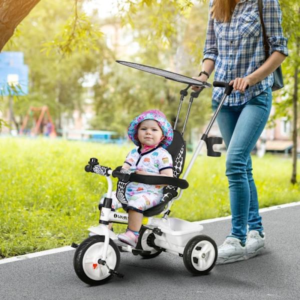 Rootz 6-i-1 trehjulet cykel til børn med skubbestang - Trike til børn - Småbørnscykel - Sikkerhedssele - Opbevaringskurv - 105 cm x 47 cm x 98 cm - Me