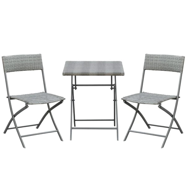 Rootz Polyrattan Bistrosæt - Til 2 personer - Siddegruppe - Rattan Havemøbelsæt - Grå - 60L x 60B x 72H cm