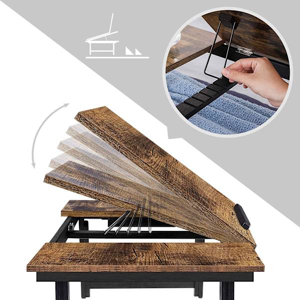 Rootz Laptop Bord - Laptop Stand - Notebook Bord - Morgenmadsbakke - Foldbare ben - Højdejusterbar - Op til 14,3 tommer - Brun - Sort - 71 x 35 x 23 c