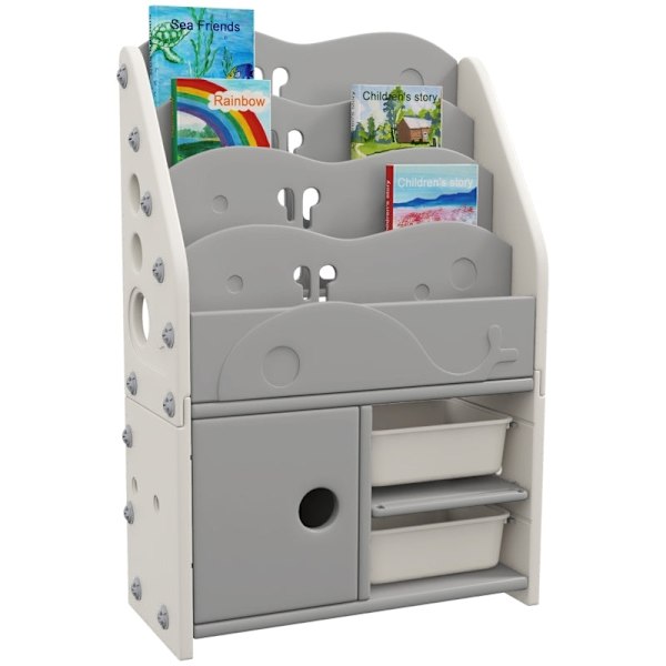 Rootz Kids Room Hylde Opbevaringsstativ - Bogreol - Skab - Børn Organisationsevner - HDPE - 67cm x 29cm x 98cm