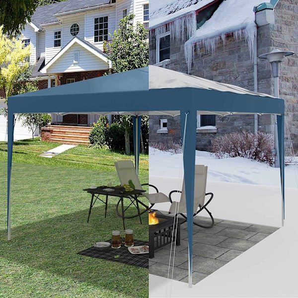 Rootz Gazebo Pop-Up-tält - Vattentät pagod - Solskyddstak - Robust och stabil, UV- och regnbeständig, Enkel installation - 3 x 3 m Blå