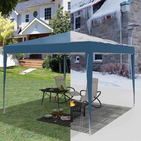 Rootz Gazebo Pop-Up telt - Vandtæt Pagoda - Solbeskyttelsesoverdækning - Robust og stabil, UV- og regnbestandig, Nem opsætning - 3 x 3 m Blå
