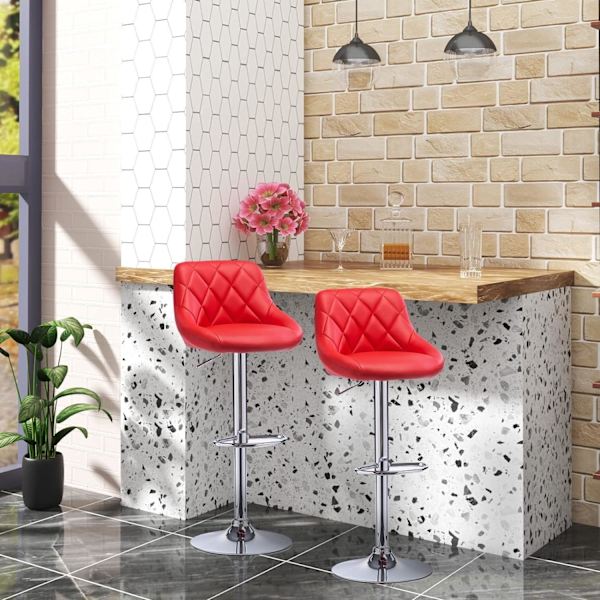 Rootz Justerbare Barstole - Imiteret læder Bordskamler - Drejelige barstole - Komfortable, Fleksible, Holdbare - 84cm-106cm x 38cm x 35cm
