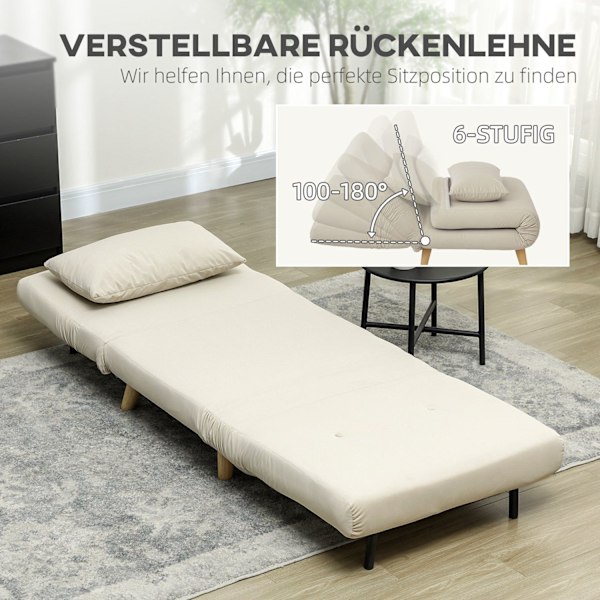 Rootz folding fåtöljbädd - Recliner - Velvet Sofa - Justerbart ryggstöd - Upp till 120 kg - 72 cm x 78 cm x 79 cm