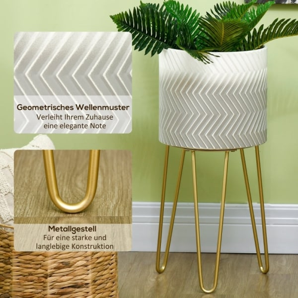 Rootz Sæt med 2 blomsterstandere - Plantestativer - Dekorative planteholdere - Metalramme - Stabilitet - Unikt bendesign - Nem montering - Ø30 x 67H c