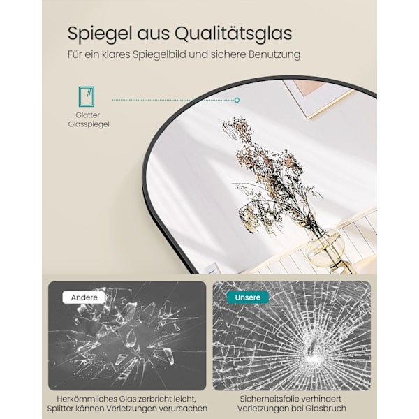 Rootz helkroppsspegel - Golvspegel - Stående spegel - Härdat glas - Aluminiumlegering - 120 cm x 40 cm - Lättvikt 4,2 kg