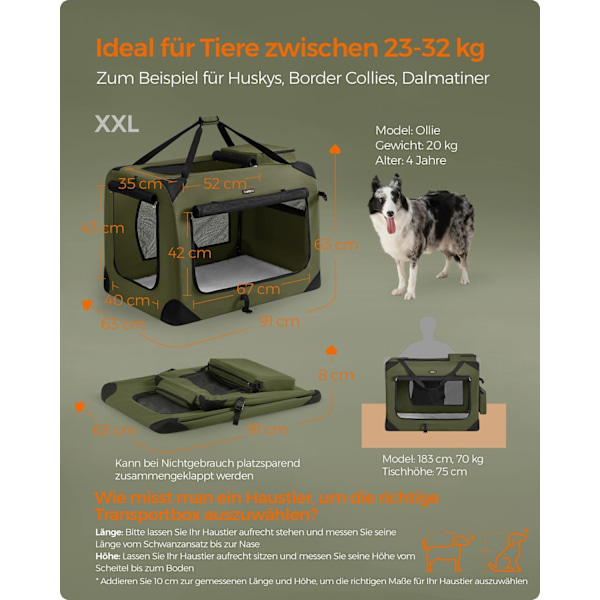 Rootz Extra Large Hundebur - Pet Kennel - Bærbar Hundebærer - Metalramme - 600D Oxford stof - Fleeceforing - 91 cm x 63 cm x 63 cm