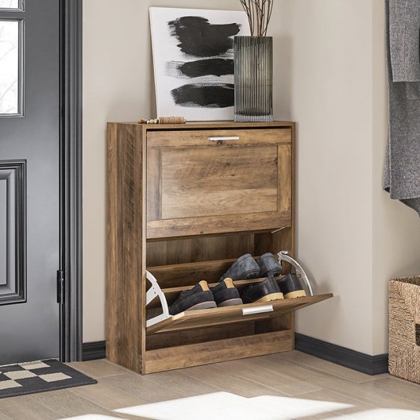 Rootz Skoskåp med 2 flikar - Skoorganisator - Skoförvaring - Väggsäkert lutningslås - Multifunktionell toppplatta - Utrymmesbesparande design - 60 cm
