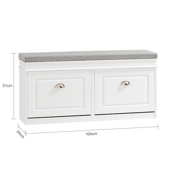 Rootz Skoskåpsbänk - Skoförvaring - Entrébänk - FSC-certifierad - Utrymmesbesparande design - Bekväma sittplatser - 104cm x 52cm x 24cm