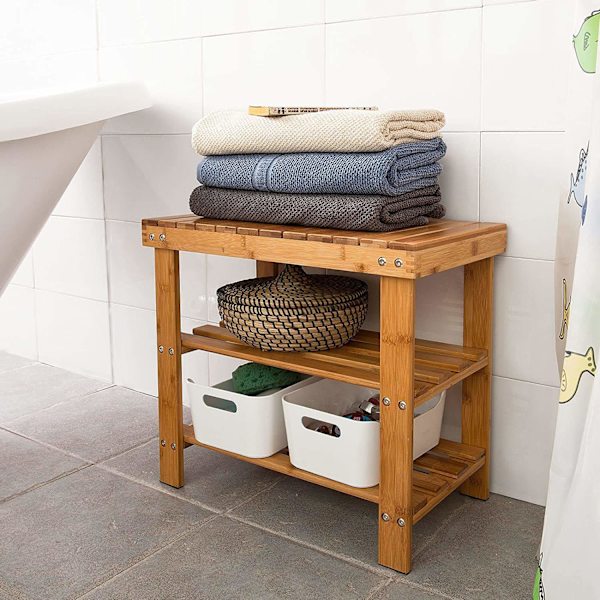 Rootz bambus skostativ - bænk - badeværelseshylde - 50 cm x 29 cm x 45 cm