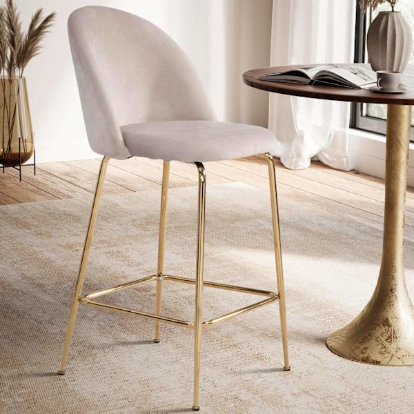 Rootz Velvet Barstolar - Skandinavisk Design - Counter Height Stolar - Hög komfort - 50cm x 102cm x 50cm
