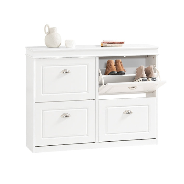 Rootz White Shoe Cabinet - Skovipper - Skoopbevaringsorganer - FSC-certificeret - Robust konstruktion - Kan monteres på væggen - 105cm x 83cm x 24cm