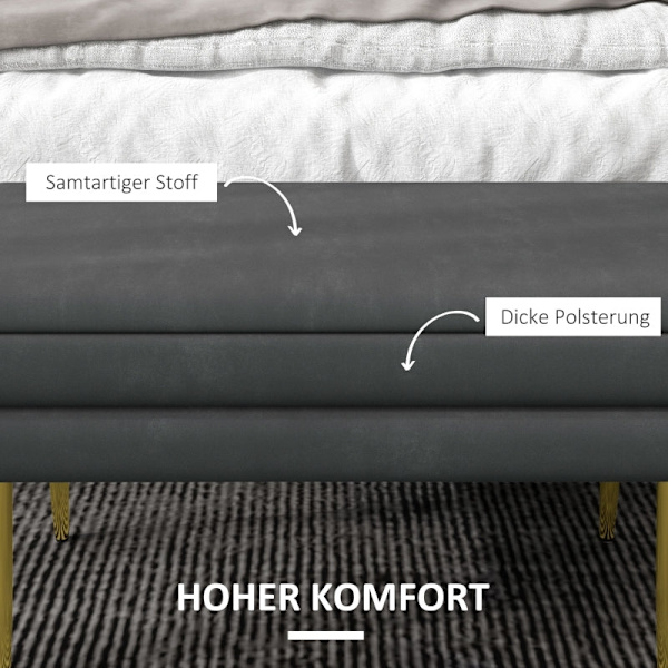 Rootz polstret opbevaringsbænk - Accentbænk - Siddebænk - Moderne Scandi Design - Rigelig opbevaring - Komfortable siddepladser - 79,5 cm x 37,5 cm x