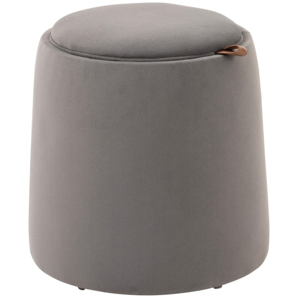 Rootz 2-i-1 Velvet Look Opbevaringsskammel - Ottoman - Fodstøtte - Skjult opbevaring - Aftageligt bakkelåg - 44 cm x 47,5 cm - Mørkegrå