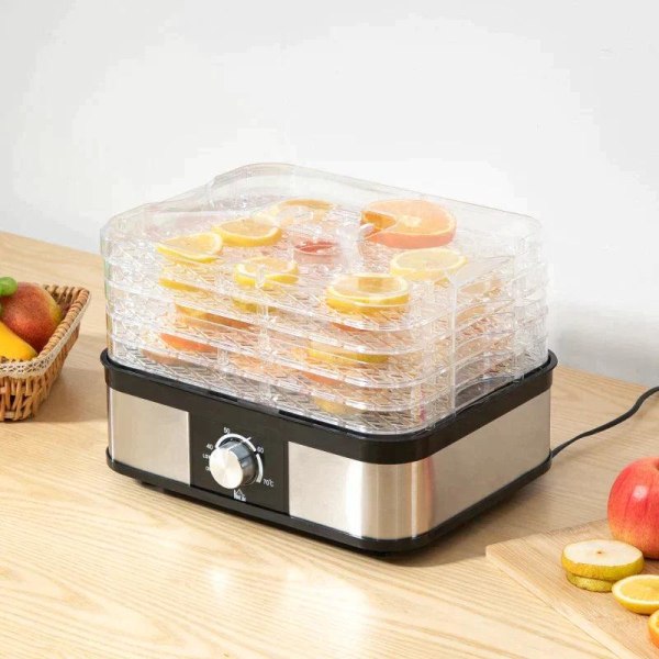 Rootz Dehydrator - Food Dehydrator - 5 Levels Dehydrator - Rostfritt stål/PS/ABS - Silver/Transparent - 32 x 25 x 29cm