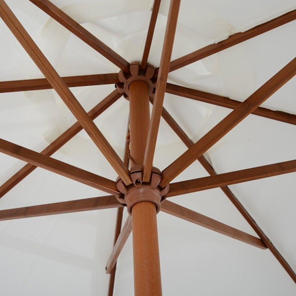 Nancy's Buckeye Parasol - Tuinparaplu - Hout - Marktparaplu - 2,7m Diameter - Wit - Bruin