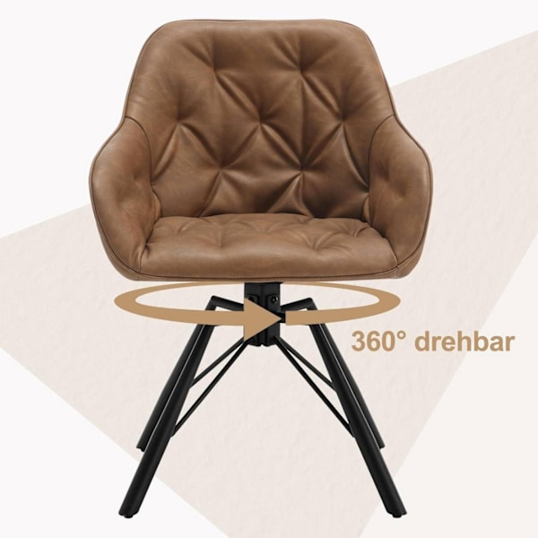 Rootz pyörivä ruokatuoli - keittiön tuoli - pyörivä nojatuoli - keinonahka - ergonominen muotoilu - 57,5 ​​cm x 82,5 cm x 53 cm