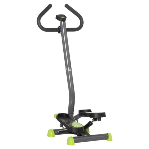 Rootz Stepper - Stepper Med LCD-skærm - Aerobic Ab Exercise Fitness - Træningsmaskine - Stål - ABS - Grå + Grøn + Sort - 55 x 44 x 108 cm