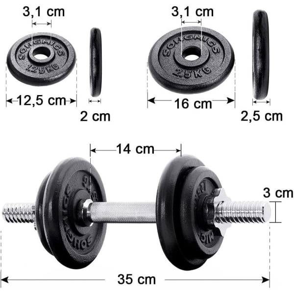 Rootz Håndvægte Sæt - Anti-Slip - takket - Sæt med 2 - 30 kg - J