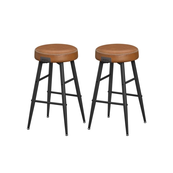Rootz 2-delat set Barstolar - Kökspallar - Counter Height Stolar - Stålstomme - Högelastiskt skum - PU syntetiskt läder - Plywood - 49,5 cm x 49,5 cm