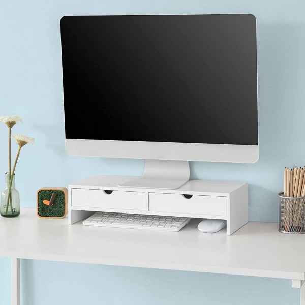 Rootz Monitor Stand Computer Screen- Monitor Stand Monitor- Riser Desk Organizer med 2 skuffer