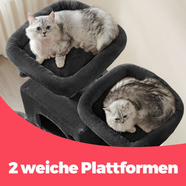 Rootz 206 cm Cat Scratching Tree - Cat Tower - Scratch Post - 13 Scratch Pillars - Rumbesparende design - 60 cm x 50 cm x 206 cm - Perfekt til legende