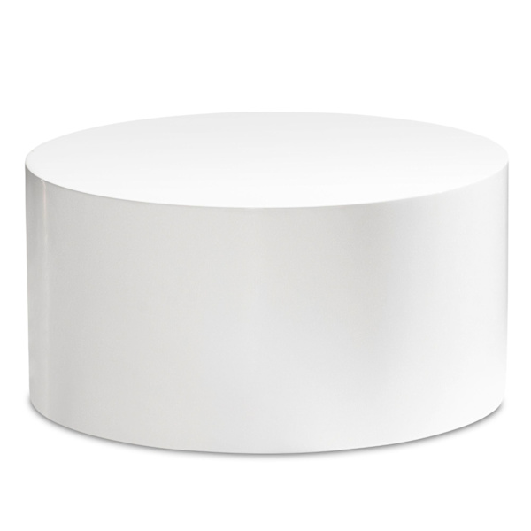 Rootz Elegant Soffbord - Runt bord - Högblank finish - Vit - Fjärrkontroll Hylla - Användning i flera rum - Golvskydd - 60cm x 60cm x 30cm