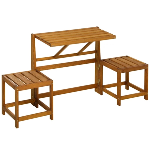 Rootz 2 personers havebænk - 2 i 1 kombinationsbord med 2 skamler - Lærketræ - Vejrbestandig - Teaktræ - 158 cm x 48 cm x 80 cm