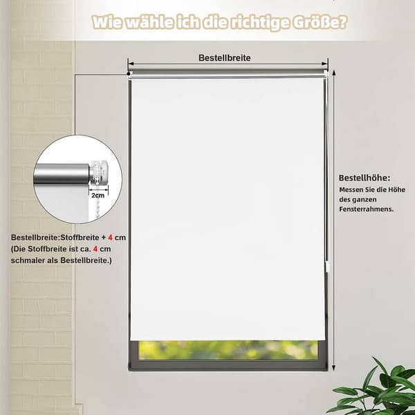 Rootz Roller Blind - Thermorollo Shade - Room Darking persienner - Energibesparing - 80 cm x 150 cm - vit